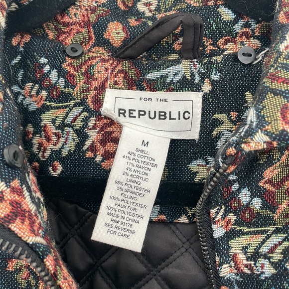 FOR THE REPUBLIC ☠️ tapestry quilted lined bomber jacket - Picture 6 of 8
